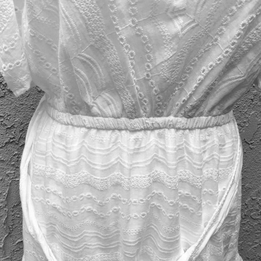 Flying Tomato|Love Colette Balloon Short Sleeve White Eyelet Mini Dress, Small - Picture 4 of 10